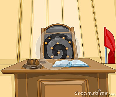 Cartoon background of courtroom. Stock Photo