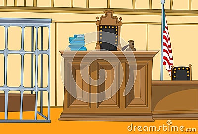 Cartoon background of courtroom. Stock Photo