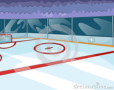 Cartoon background of ice hockey rink. Stock Photo