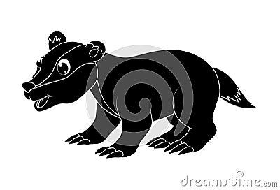 Cartoon badger silhouette isolated on white background Vector Illustration