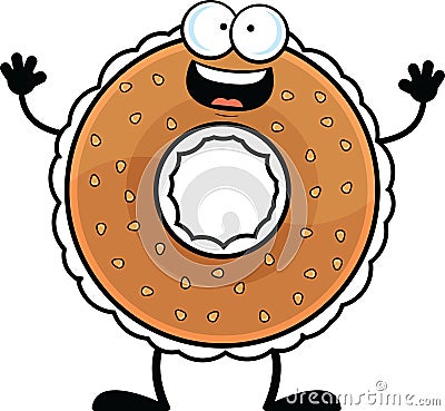 Cartoon Bagel Happy Vector Illustration