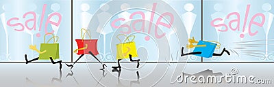 Cartoon bags are shopping. Sale. (vector,CMYK) Vector Illustration