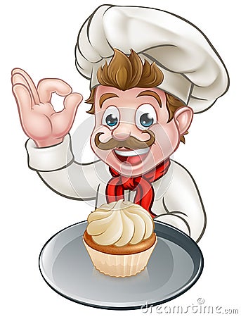 Cartoon Baker or Pastry Chef Vector Illustration