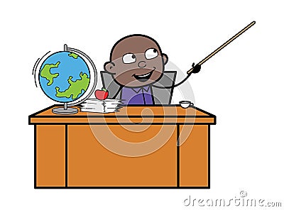 Cartoon Cartoon Bald Black as Teacher Cartoon Illustration