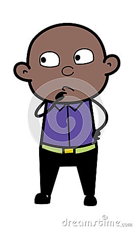 Cartoon Cartoon Bald Black thinking seriously Cartoon Illustration