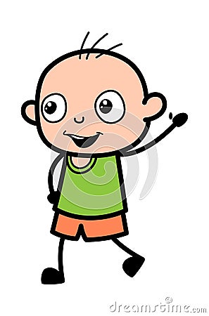 Cartoon Bald Boy saying Hello Stock Photo