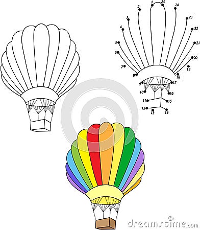 Cartoon balloon. Vector illustration. Coloring and dot to dot ga Vector Illustration