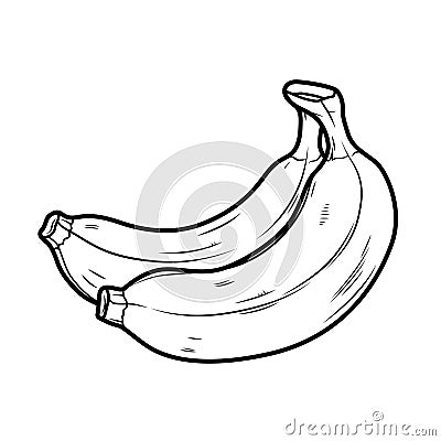 Cartoon bananas, vector illustration in vintage pop art comic style, black and white Vector Illustration