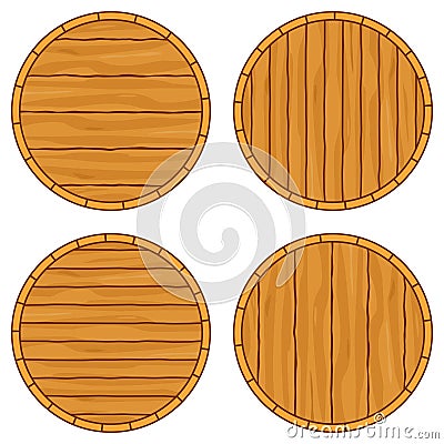 Cartoon barrel top set with copy space Vector Illustration