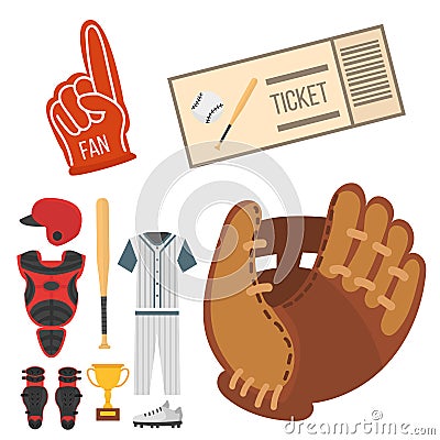 Cartoon baseball player icons batting vector design american game athlete sport league equipment Vector Illustration