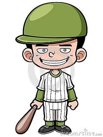 Cartoon Baseball Player Vector Illustration