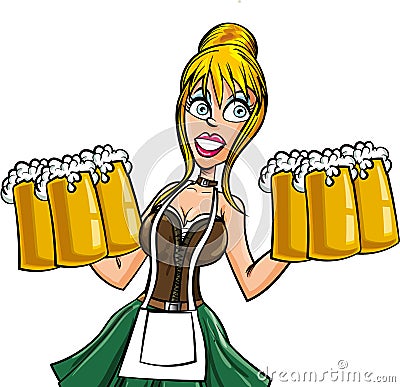 Cartoon Bavarian bard maid Stock Photo