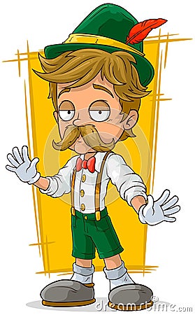 Cartoon Bavarian in hat with mustache Vector Illustration