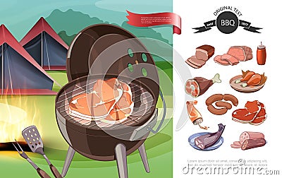 Cartoon Bbq Party Concept Vector Illustration