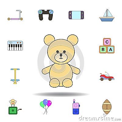 cartoon bea toy colored icon. set of children toys illustration icons. signs, symbols can be used for web, logo, mobile app, UI, Cartoon Illustration