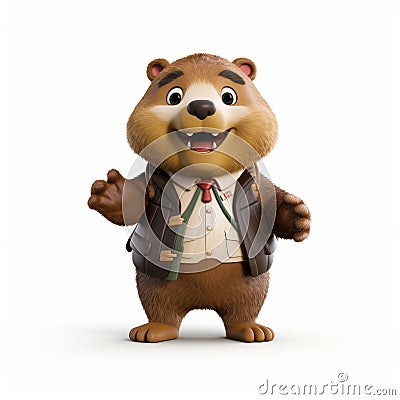 Cartoon Bear In Adventure-themed Photorealistic Rendering Stock Photo