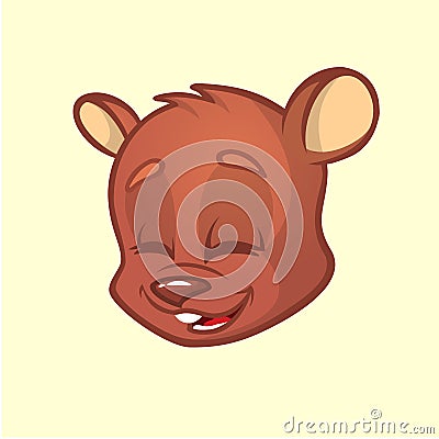 Cartoon bear head. Vector illustration of brown smiling bear. Bear icon Vector Illustration