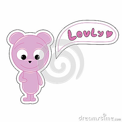 Cartoon bear says Lovely Vector Illustration