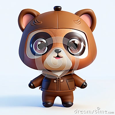 cartoon bear toy character 3D render cute puppy animal big eyes childish animated Stock Photo