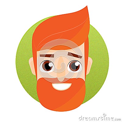 Cartoon bearded man face. Friendly hipster male avatar Vector Illustration