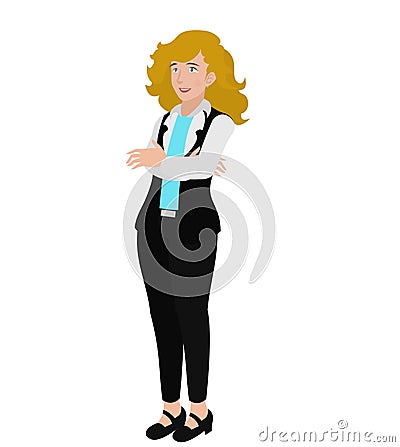 Cartoon of a beautiful female office employee. Stock Photo