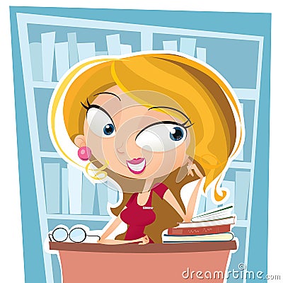 Cartoon beautiful librarian Vector Illustration