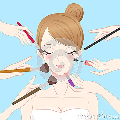 Cartoon beauty make up woman Vector Illustration