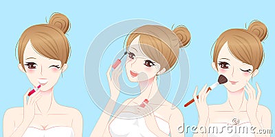 Cartoon beauty skincare woman Vector Illustration