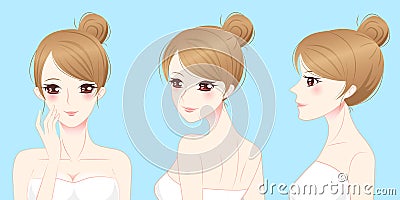 Cartoon beauty skincare woman Vector Illustration