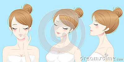 Cartoon beauty skincare woman Vector Illustration