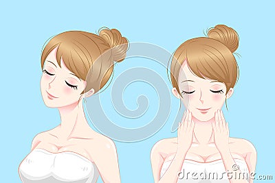 Cartoon beauty skincare woman Vector Illustration