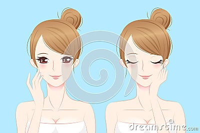 Cartoon beauty woman with makeup Vector Illustration