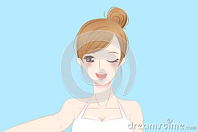 Cartoon beauty woman selfie Vector Illustration