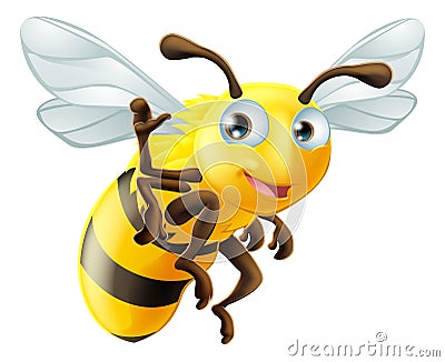 Cartoon Bee Waving Vector Illustration