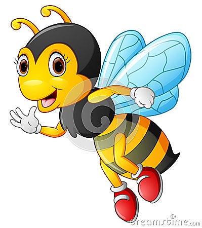 Cartoon bee waving hand Vector Illustration