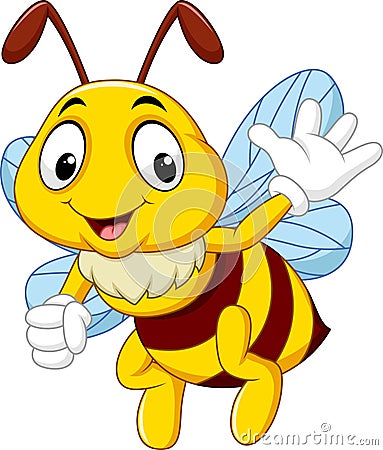 Cartoon bee waving hand Vector Illustration