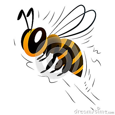 Cartoon bee on a white background Vector Illustration