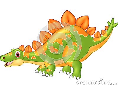 Cartoon big dinosaur Stegosaurus Vector Illustration