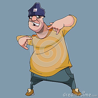 Cartoon big guy funny portrays tough dude Vector Illustration