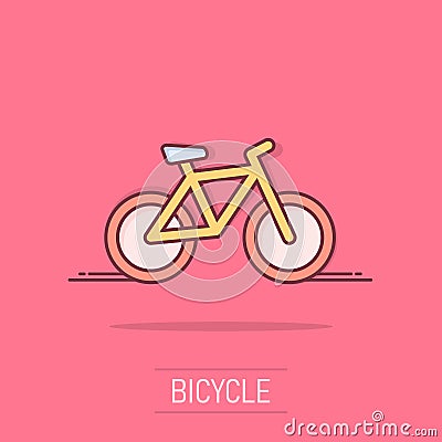 Cartoon bike icon in comic style. Bicycle sign illustration pictogram. Vehicle business concept Vector Illustration