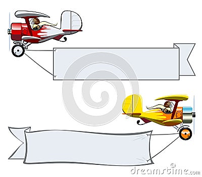 Cartoon Biplane Vector Illustration