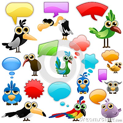 cartoon bird with bubbles Vector Illustration