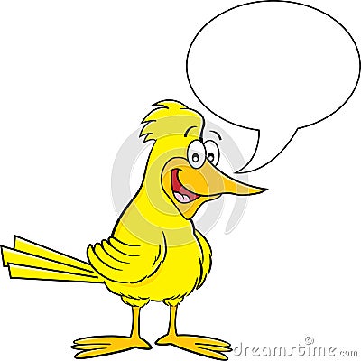 Cartoon bird with a caption balloon. Vector Illustration
