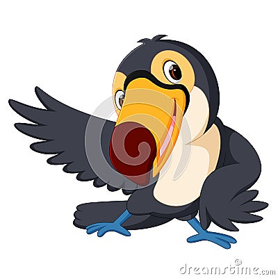 Cartoon bird toucan good posing Vector Illustration