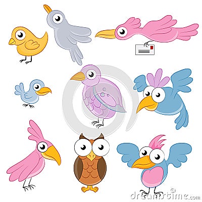 Cartoon Birds Vector Illustration