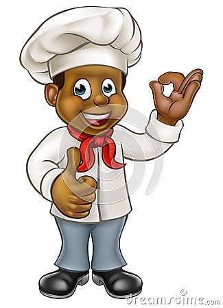 Cartoon Black Chef Cook Vector Illustration