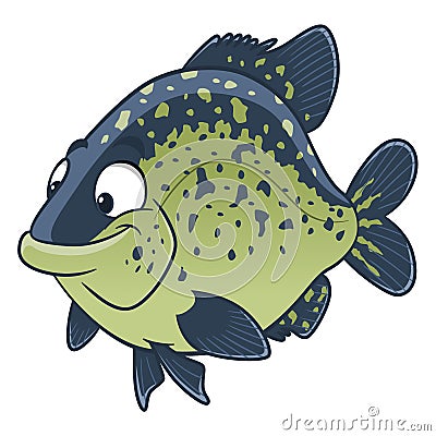 Cartoon black crappie fish Vector Illustration