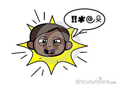 Cartoon Black Girl Shouting and abusing Stock Photo