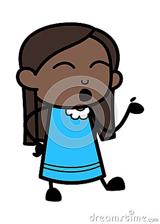 Cartoon Black Girl Speaking Vector Illustration