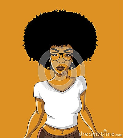 Cartoon black woman. Vector Illustration